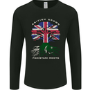 British Grown Pakistan Roots Flag Mens Long Sleeve T-Shirt Black