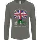 British Grown Pakistan Roots Flag Mens Long Sleeve T-Shirt Charcoal