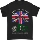 British Grown Pakistan Roots Flag Mens T-Shirt 100% Cotton Black