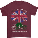 British Grown Pakistan Roots Flag Mens T-Shirt 100% Cotton Maroon