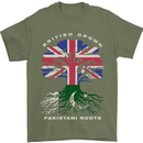 British Grown Pakistan Roots Flag Mens T-Shirt 100% Cotton Military Green