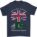 British Grown Pakistan Roots Flag Mens T-Shirt 100% Cotton Navy Blue