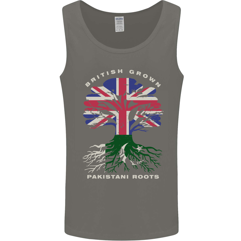British Grown Pakistan Roots Flag Mens Vest Tank Top Charcoal