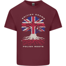 British Grown Polish Roots Poland Mens Cotton T-Shirt Tee Top Maroon