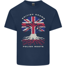 British Grown Polish Roots Poland Mens Cotton T-Shirt Tee Top Navy Blue