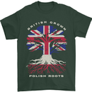 British Grown Polish Roots Poland Mens T-Shirt 100% Cotton Forest Green
