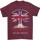 British Grown Polish Roots Poland Mens T-Shirt 100% Cotton Maroon