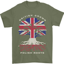 British Grown Polish Roots Poland Mens T-Shirt 100% Cotton Military Green