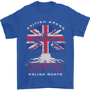 British Grown Polish Roots Poland Mens T-Shirt 100% Cotton Royal Blue