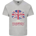 British Grown Polish Roots Poland Mens V-Neck Cotton T-Shirt Sports Grey