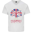 British Grown Polish Roots Poland Mens V-Neck Cotton T-Shirt White