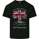 British Grown South African Roots Africa Flag Mens Cotton T-Shirt Tee Top Black