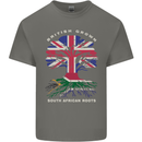 British Grown South African Roots Africa Flag Mens Cotton T-Shirt Tee Top Charcoal