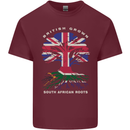 British Grown South African Roots Africa Flag Mens Cotton T-Shirt Tee Top Maroon