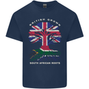 British Grown South African Roots Africa Flag Mens Cotton T-Shirt Tee Top Navy Blue