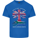 British Grown South African Roots Africa Flag Mens Cotton T-Shirt Tee Top Royal Blue