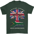 British Grown South African Roots Africa Flag Mens T-Shirt 100% Cotton Forest Green