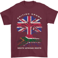 British Grown South African Roots Africa Flag Mens T-Shirt 100% Cotton Maroon