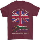 British Grown South African Roots Africa Flag Mens T-Shirt 100% Cotton Maroon