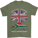 British Grown South African Roots Africa Flag Mens T-Shirt 100% Cotton Military Green
