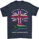 British Grown South African Roots Africa Flag Mens T-Shirt 100% Cotton Navy Blue