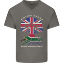 British Grown South African Roots Africa Flag Mens V-Neck Cotton T-Shirt Charcoal