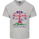 British Grown South African Roots Africa Flag Mens V-Neck Cotton T-Shirt Sports Grey