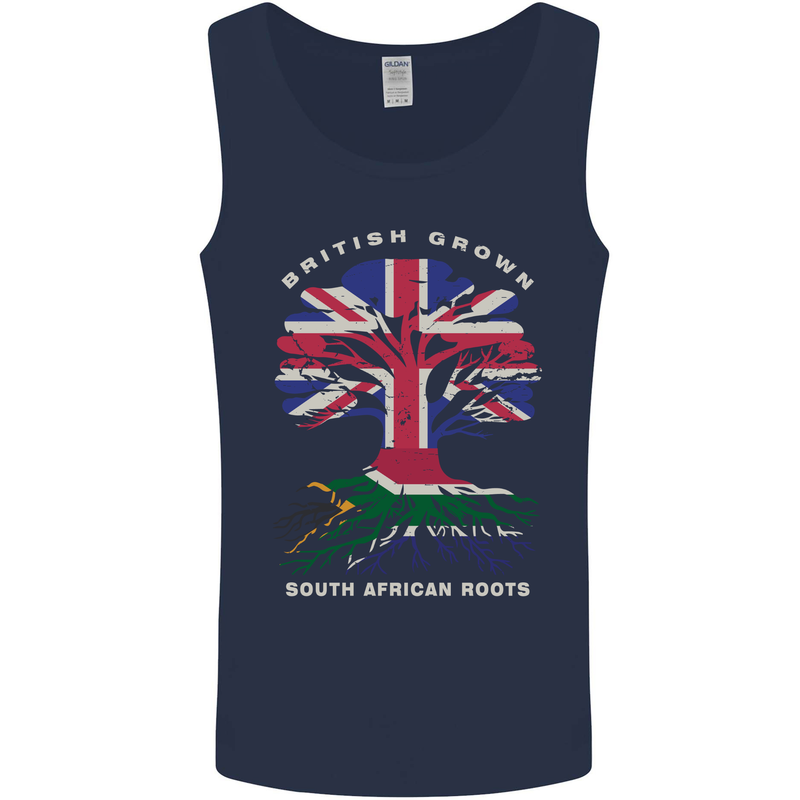 British Grown South African Roots Africa Flag Mens Vest Tank Top Navy Blue
