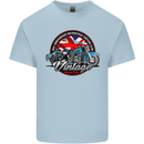 British Motorcycle Union Jack Flag Biker Chopper Mens Cotton T-Shirt Tee Top Light Blue