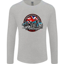 British Motorcycle Union Jack Flag Biker Chopper Mens Long Sleeve T-Shirt Sports Grey