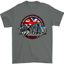 British Motorcycle Union Jack Flag Biker Chopper Mens T-Shirt 100% Cotton Charcoal