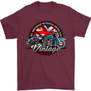 British Motorcycle Union Jack Flag Biker Chopper Mens T-Shirt 100% Cotton Maroon