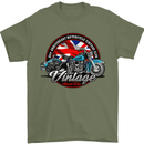 British Motorcycle Union Jack Flag Biker Chopper Mens T-Shirt 100% Cotton Military Green