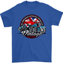 British Motorcycle Union Jack Flag Biker Chopper Mens T-Shirt 100% Cotton Royal Blue