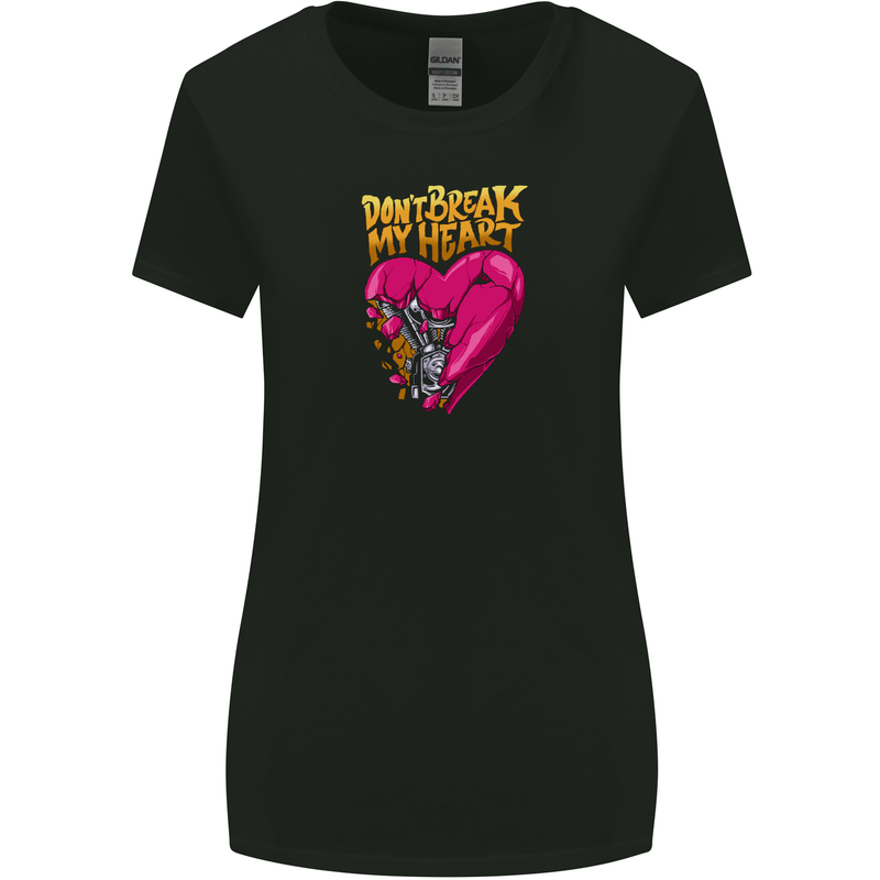 Broken Engine Heart Biker Motorbike Motorcycle Womens Wider Cut T-Shirt Black