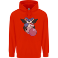 Bubblegum Cow American Shades & Bubble Gum Mens 80% Cotton Hoodie Bright Red