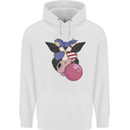 Bubblegum Cow American Shades & Bubble Gum Mens 80% Cotton Hoodie White