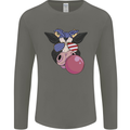 Bubblegum Cow American Shades & Bubble Gum Mens Long Sleeve T-Shirt Charcoal