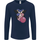 Bubblegum Cow American Shades & Bubble Gum Mens Long Sleeve T-Shirt Navy Blue