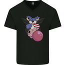 Bubblegum Cow American Shades & Bubble Gum Mens V-Neck Cotton T-Shirt Black