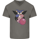 Bubblegum Cow American Shades & Bubble Gum Mens V-Neck Cotton T-Shirt Charcoal