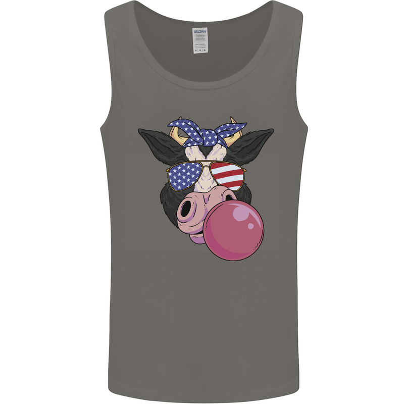 Bubblegum Cow American Shades & Bubble Gum Mens Vest Tank Top Charcoal