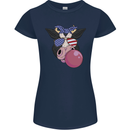 Bubblegum Cow American Shades & Bubble Gum Womens Petite Cut T-Shirt Navy Blue