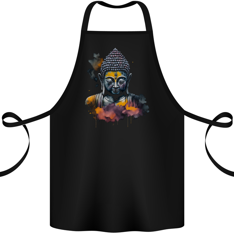 Buddha Watercolour Cotton Apron 100% Organic Black