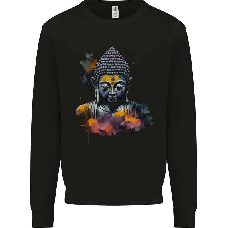 Buddha Watercolour Mens Sweatshirt Jumper Black