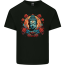Buddha With Lotus Flowers Mens Cotton T-Shirt Tee Top Black