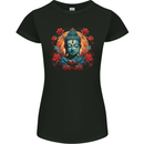 Buddha With Lotus Flowers Womens Petite Cut T-Shirt Black