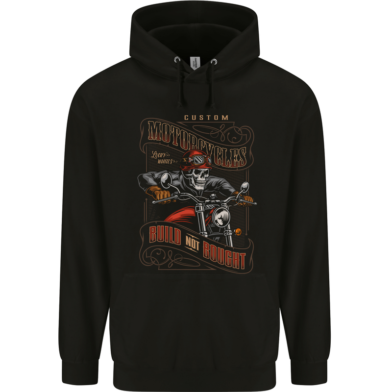 Built Not Bought Motorcycle Biker Motorbike Childrens Kids Hoodie Black