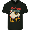 Bull Terrier Dad Funny Fathers Day Dog Mens V-Neck Cotton T-Shirt Black