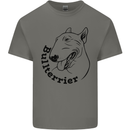 Bull Terrier Dog With Text Mens Cotton T-Shirt Tee Top Charcoal